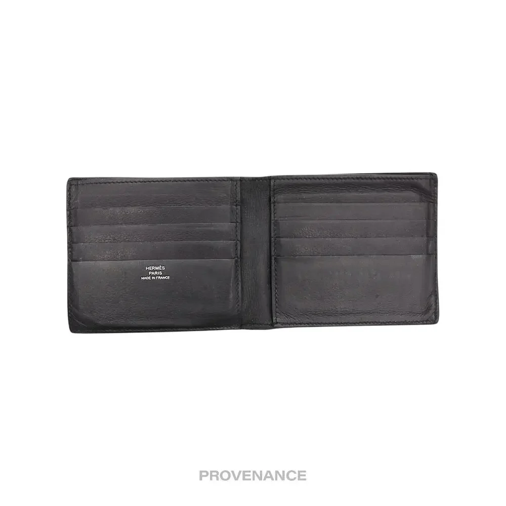 🔴 Hermès 8CC Bifold Wallet - Black Perforated H